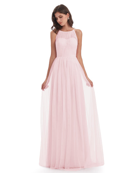 Carla Floor Length Halter Tulle Bridesmaid Dresses
