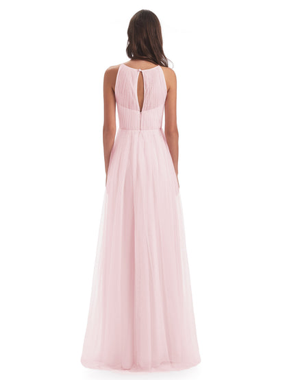 Carla Floor Length Halter Tulle Bridesmaid Dresses