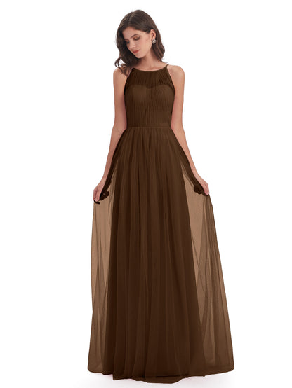 Carla Floor Length Halter Tulle Bridesmaid Dresses