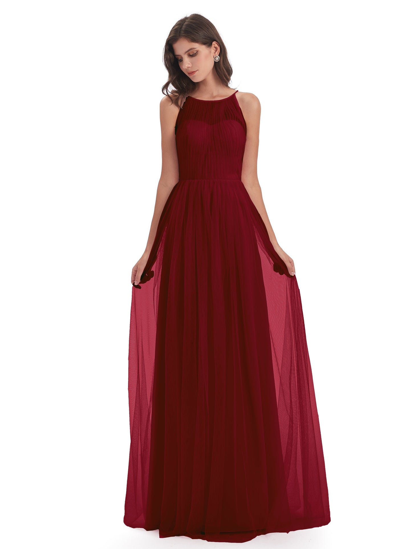 Carla Floor Length Halter Tulle Bridesmaid Dresses