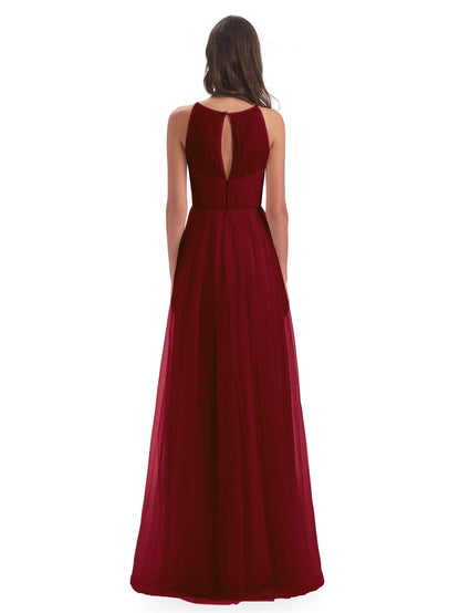 Carla Floor Length Halter Tulle Bridesmaid Dresses