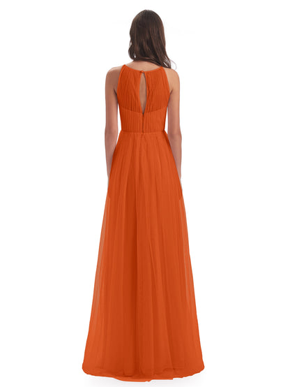 Carla Floor Length Halter Tulle Bridesmaid Dresses