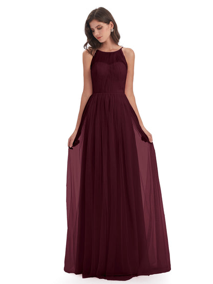 Carla Floor Length Halter Tulle Bridesmaid Dresses