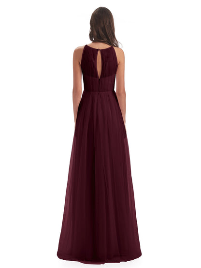 Carla Floor Length Halter Tulle Bridesmaid Dresses
