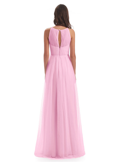 Carla Floor Length Halter Tulle Bridesmaid Dresses