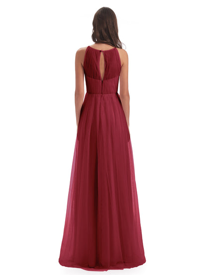 Carla Floor Length Halter Tulle Bridesmaid Dresses