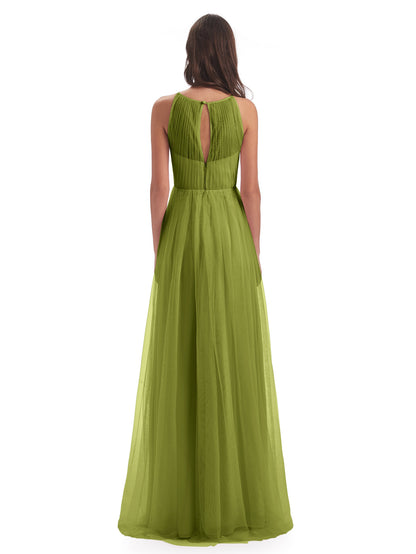Carla Floor Length Halter Tulle Bridesmaid Dresses