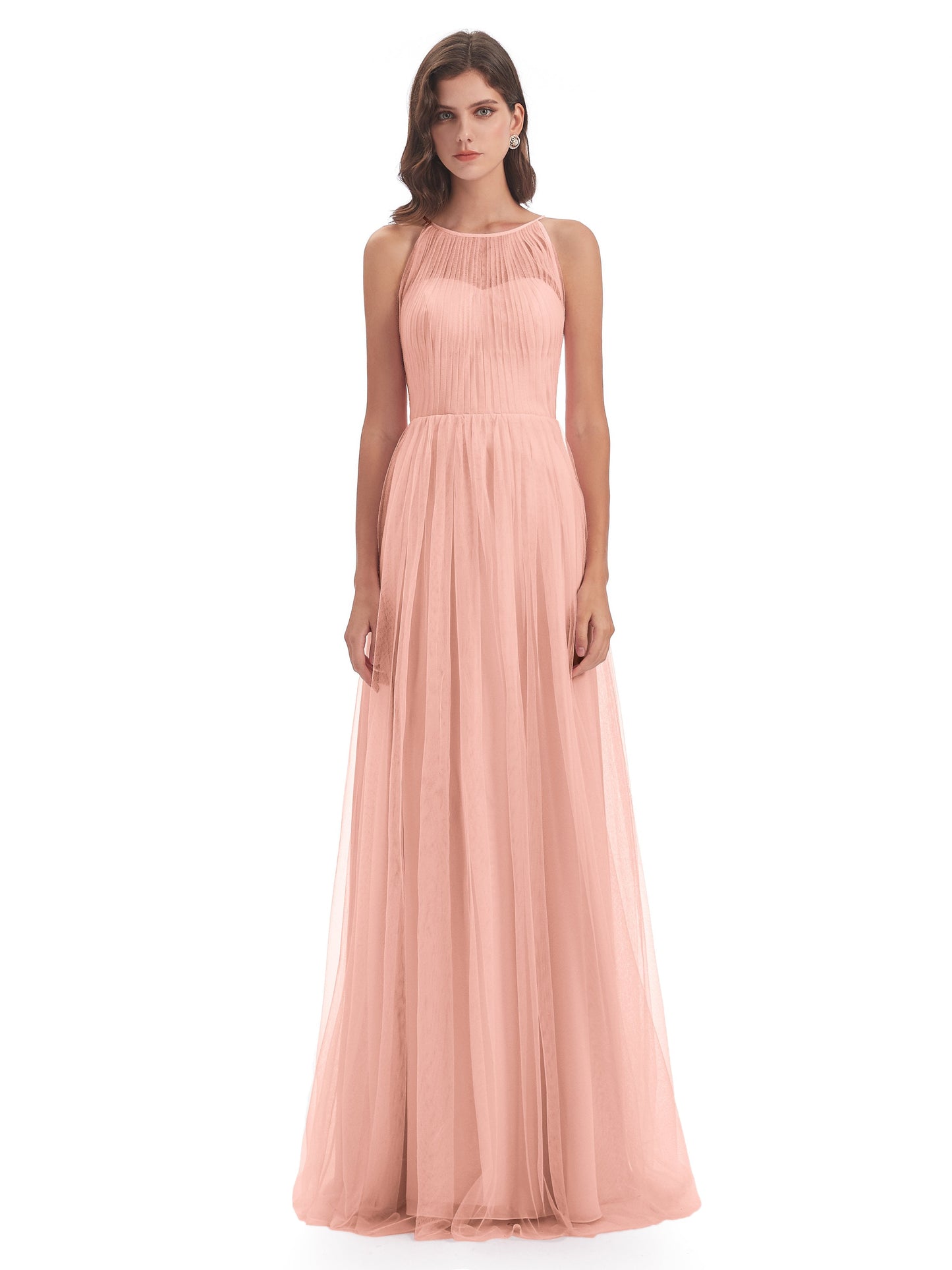 Carla Floor Length Halter Tulle Bridesmaid Dresses