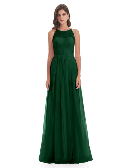 Carla Floor Length Halter Tulle Bridesmaid Dresses