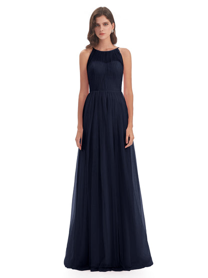 Carla Floor Length Halter Tulle Bridesmaid Dresses