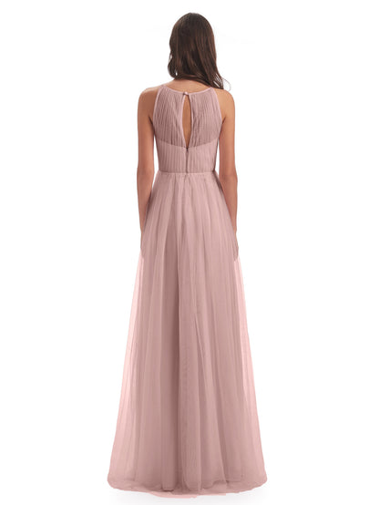 Carla Floor Length Halter Tulle Bridesmaid Dresses
