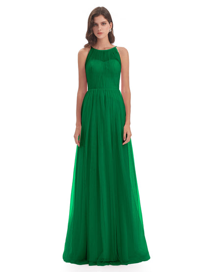 Carla Floor Length Halter Tulle Bridesmaid Dresses