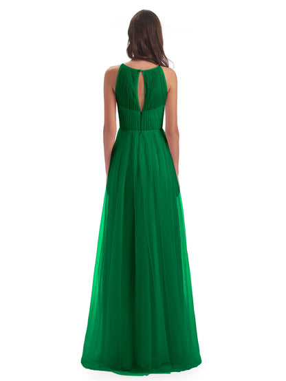 Carla Floor Length Halter Tulle Bridesmaid Dresses