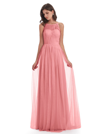 Carla Floor Length Halter Tulle Bridesmaid Dresses
