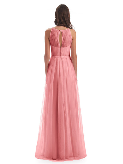 Carla Floor Length Halter Tulle Bridesmaid Dresses