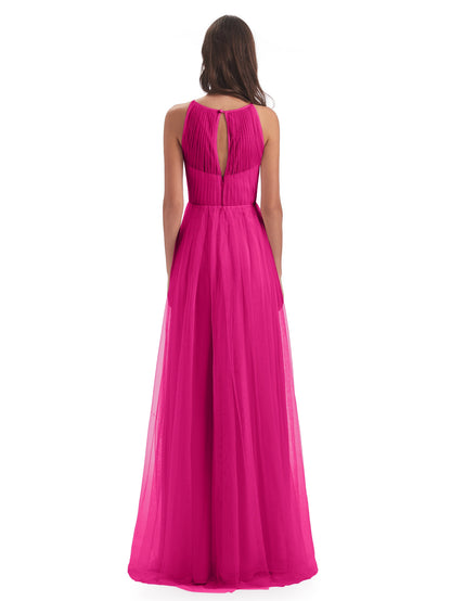 Carla Floor Length Halter Tulle Bridesmaid Dresses