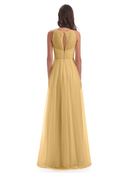 Carla Floor Length Halter Tulle Bridesmaid Dresses