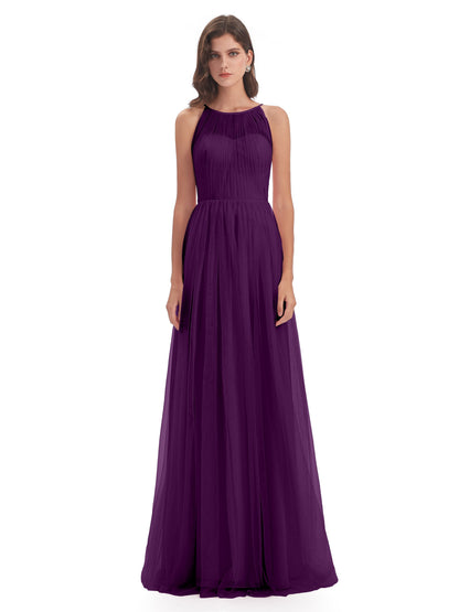 Carla Floor Length Halter Tulle Bridesmaid Dresses