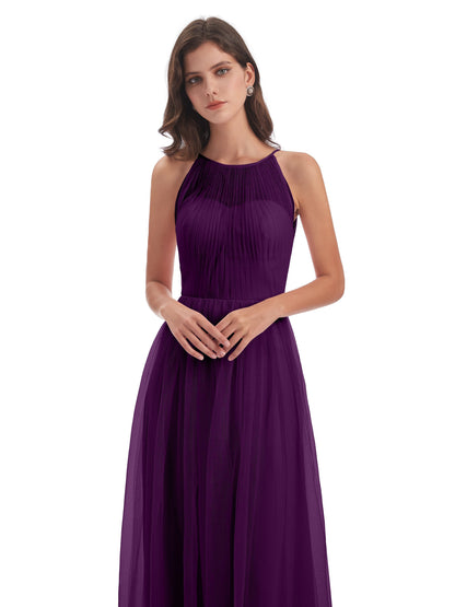 Carla Floor Length Halter Tulle Bridesmaid Dresses