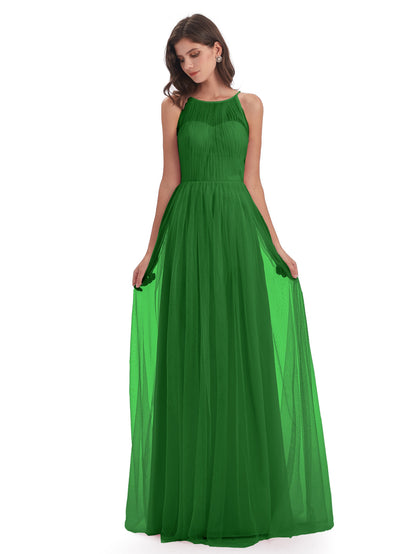 Carla Floor Length Halter Tulle Bridesmaid Dresses