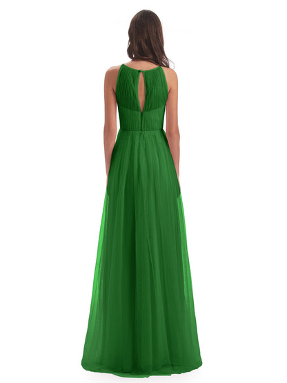 Carla Floor Length Halter Tulle Bridesmaid Dresses