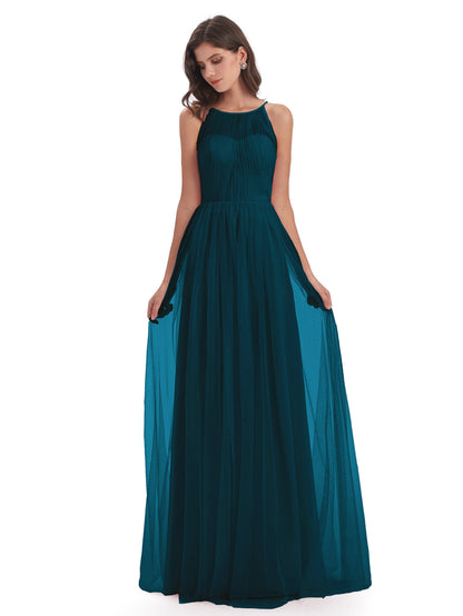 Carla Floor Length Halter Tulle Bridesmaid Dresses