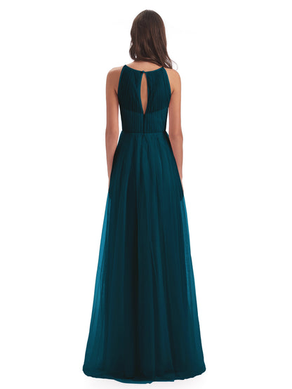 Carla Floor Length Halter Tulle Bridesmaid Dresses