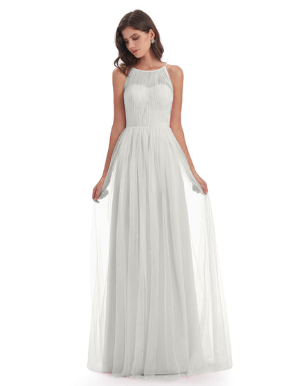 Carla Floor Length Halter Tulle Bridesmaid Dresses