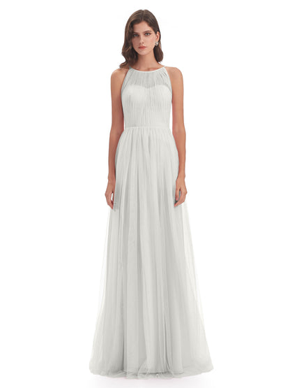 Carla Floor Length Halter Tulle Bridesmaid Dresses