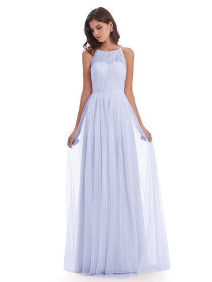 Carla Floor Length Halter Tulle Bridesmaid Dresses