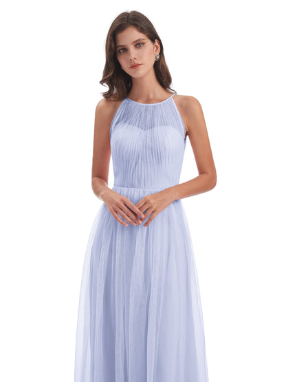 Carla Floor Length Halter Tulle Bridesmaid Dresses