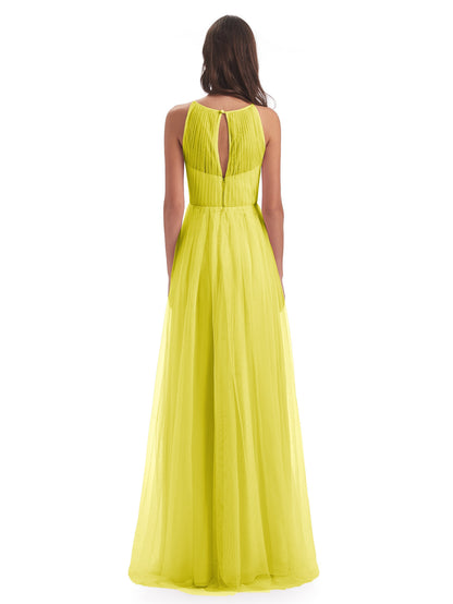 Carla Floor Length Halter Tulle Bridesmaid Dresses