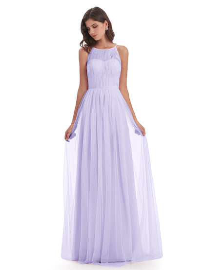Carla Floor Length Halter Tulle Bridesmaid Dresses