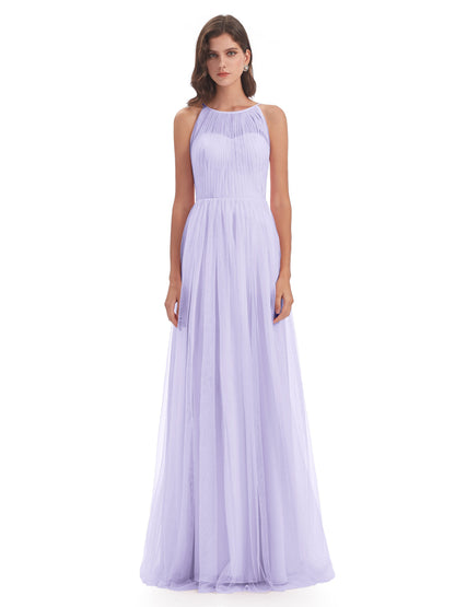 Carla Floor Length Halter Tulle Bridesmaid Dresses