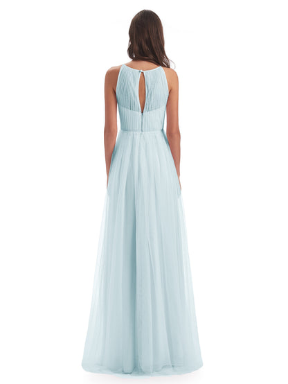 Carla Floor Length Halter Tulle Bridesmaid Dresses