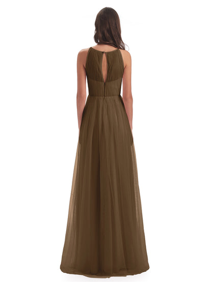Carla Floor Length Halter Tulle Bridesmaid Dresses