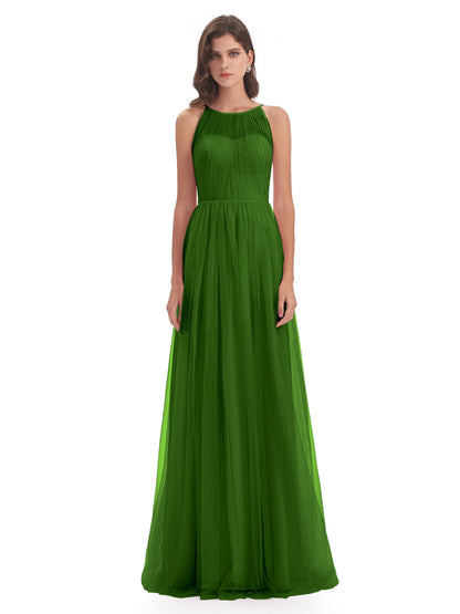 Carla Floor Length Halter Tulle Bridesmaid Dresses