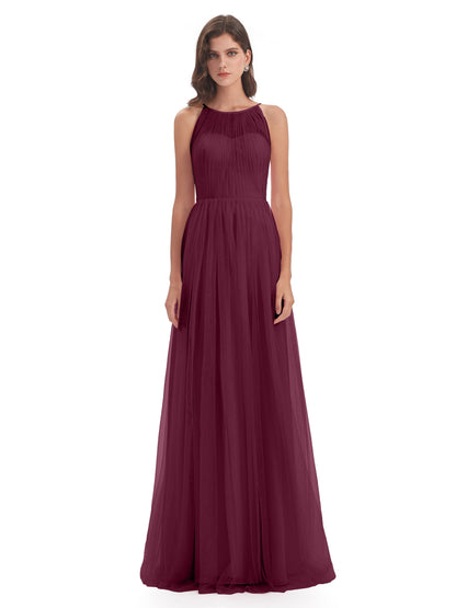 Carla Floor Length Halter Tulle Bridesmaid Dresses