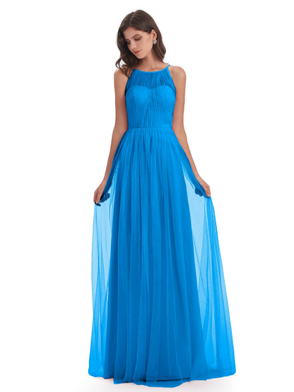 Carla Floor Length Halter Tulle Bridesmaid Dresses