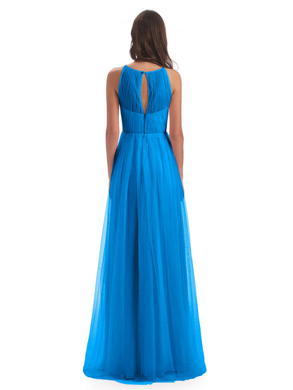 Carla Floor Length Halter Tulle Bridesmaid Dresses
