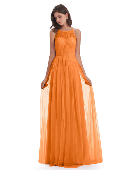Carla Floor Length Halter Tulle Bridesmaid Dresses