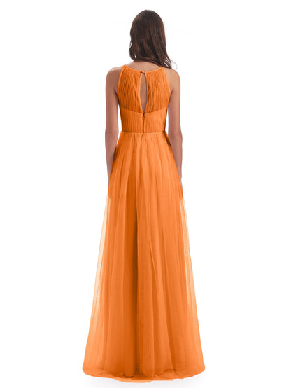 Carla Floor Length Halter Tulle Bridesmaid Dresses