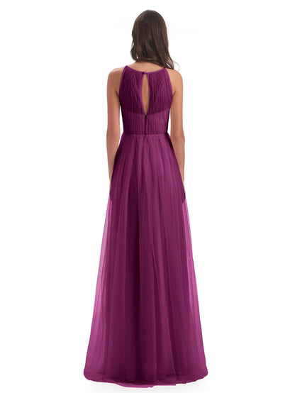 Carla Floor Length Halter Tulle Bridesmaid Dresses