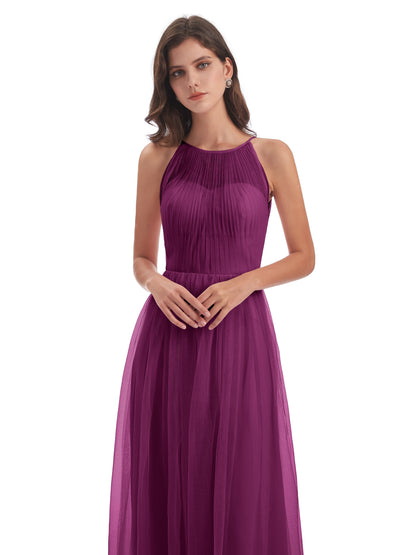 Carla Floor Length Halter Tulle Bridesmaid Dresses