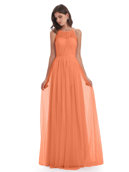 Carla Floor Length Halter Tulle Bridesmaid Dresses