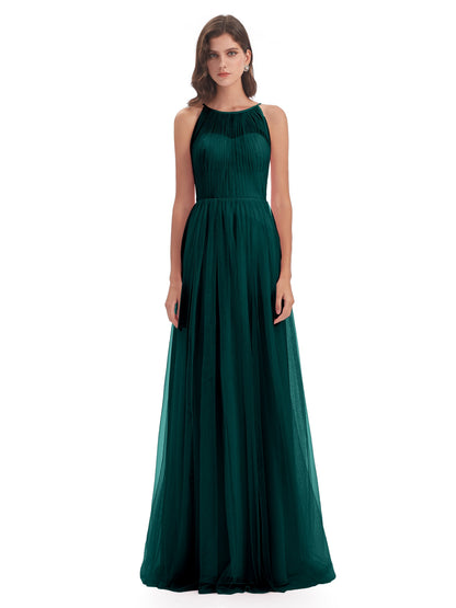 Carla Floor Length Halter Tulle Bridesmaid Dresses