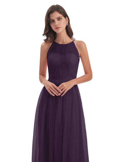 Carla Floor Length Halter Tulle Bridesmaid Dresses