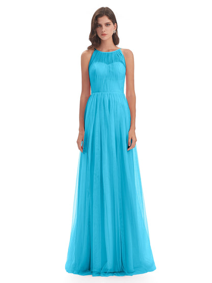 Carla Floor Length Halter Tulle Bridesmaid Dresses