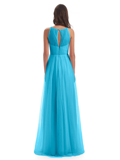 Carla Floor Length Halter Tulle Bridesmaid Dresses
