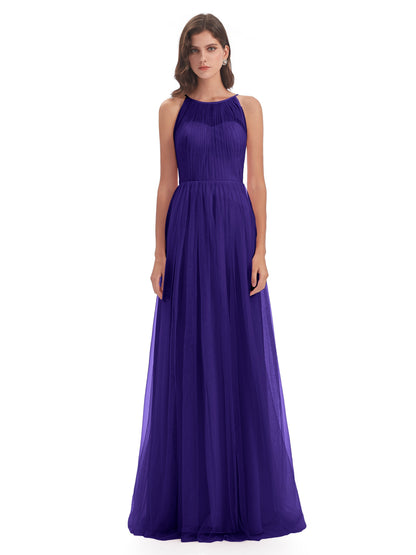 Carla Floor Length Halter Tulle Bridesmaid Dresses